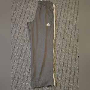 2 Pairs Adidas Charcoal Capri Joggers with White Stripes Sz M. Euc.